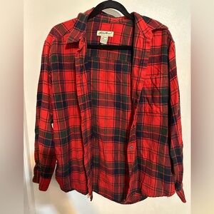Eddie Bauer Red Gree Black Plaid Shirt